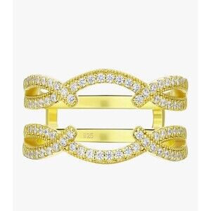 NEW! Gold Plated 925 Sterling Silver Wedding/Engagement Ring Enhancer, Size 8